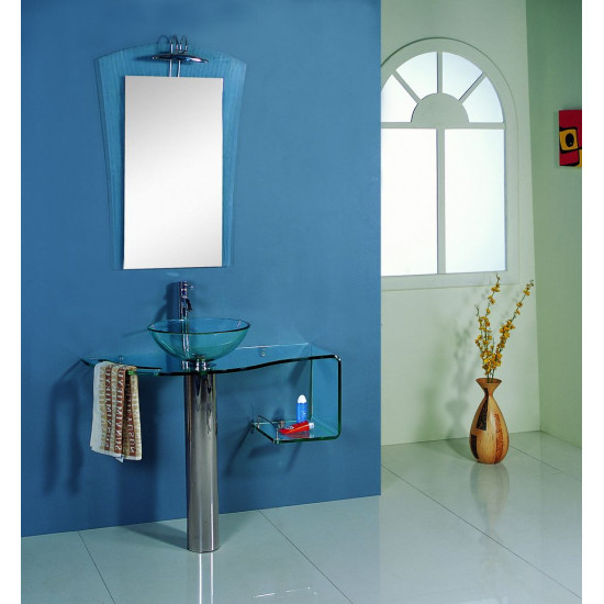 Üveg mosdóhely üvegpolccal, króm lábbal, törölközőtartóval 105x47,5x88 cm
