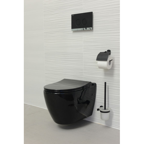 UNO perem nélküli fali WC slim soft close ülőkével, fekete 35 x 53 x 40 cm