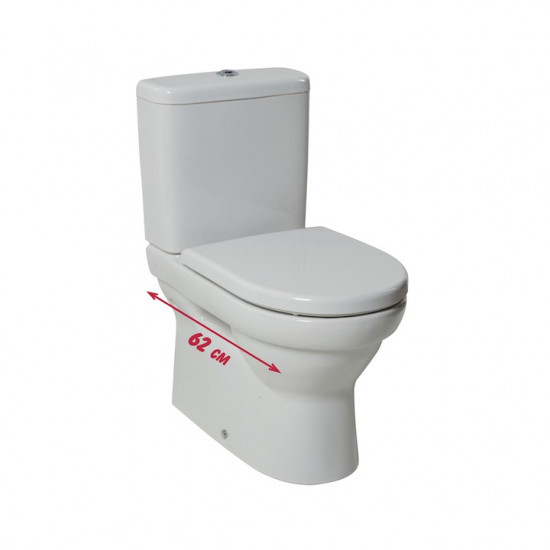 Kombi-WC csésze, (mélyöblítés) hátfalhoz illeszkedő, VARIO lefolyós, 3/4,5 l-es öblítéshez
