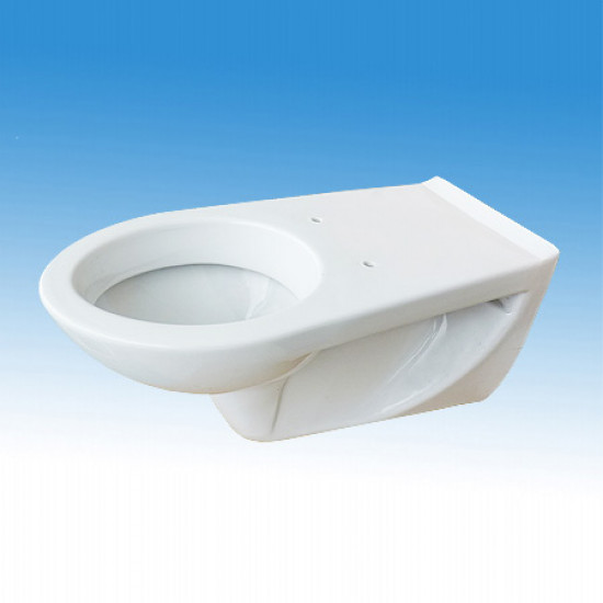 Porcelán WC-kagyló mozgáskorlátozottaknak, perem nélküli, fali, hátsó kifolyással, zárt, 720 mm kinyúlással