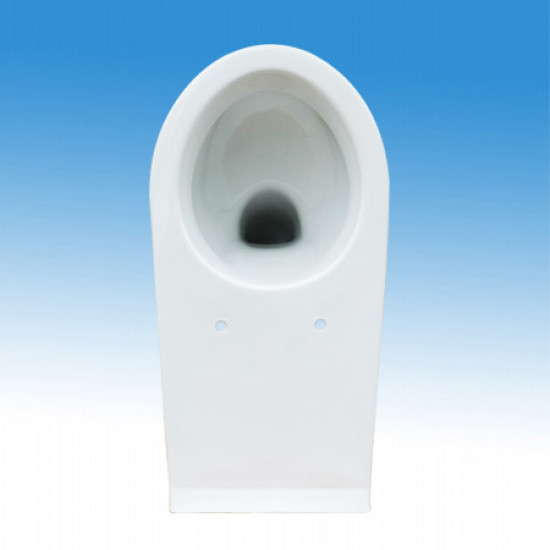 Porcelán WC-kagyló mozgáskorlátozottaknak, perem nélküli, fali, hátsó kifolyással, zárt, 720 mm kinyúlással